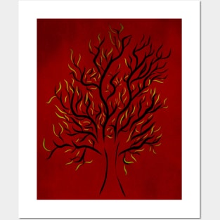 Dark Tree in Red Posters and Art